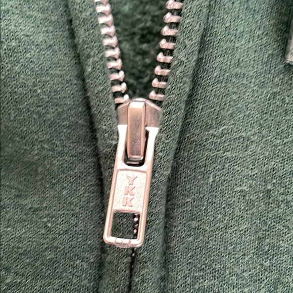 Green Zip Up Sweater with Hood - Picture 2 of 5